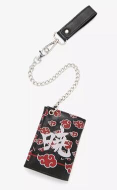 Hot Topic NWT Naruto Shippuden Akatsuki Trifold Wallet Detachable Chain Anime